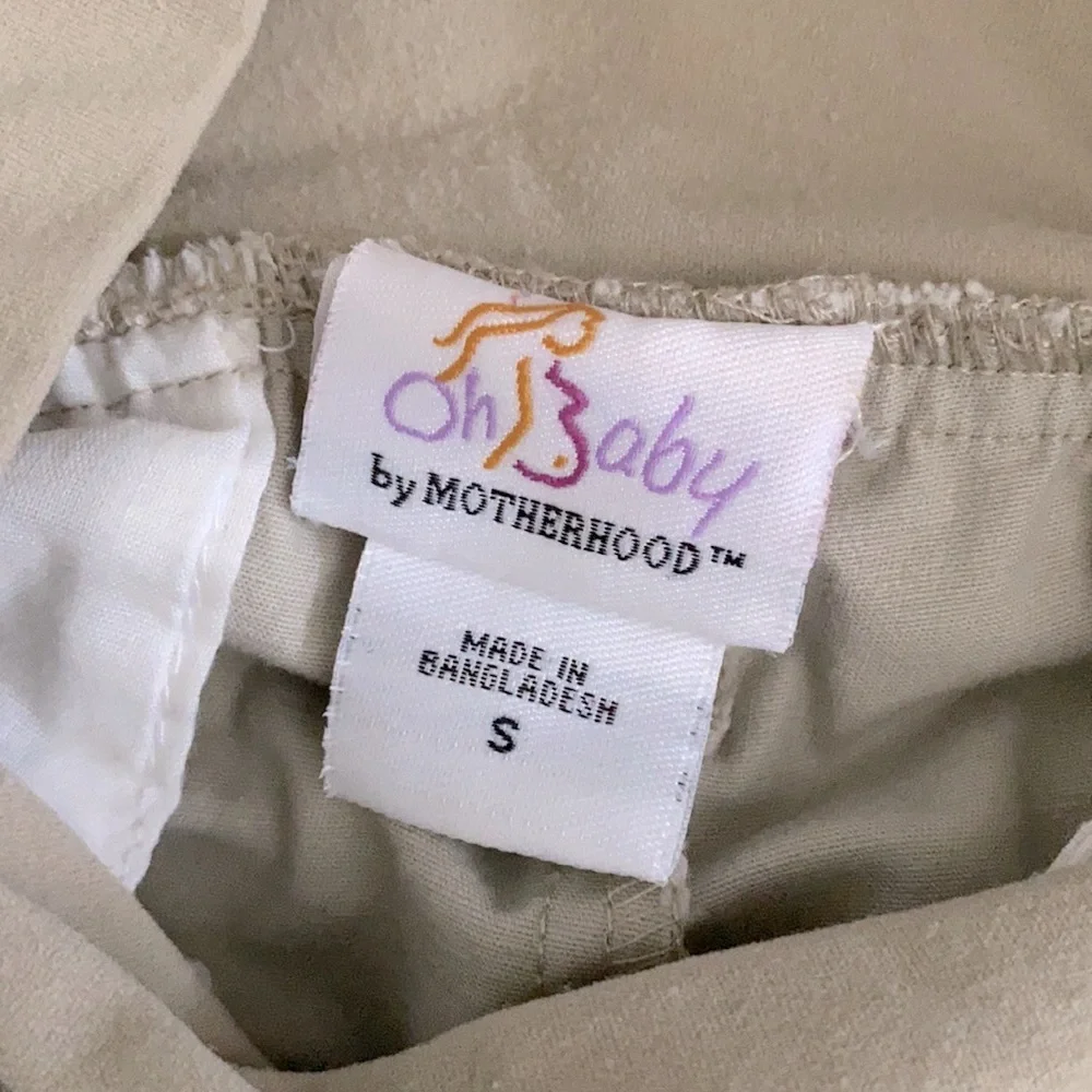 Oh Baby by Motherhood | Maternity Stretch Cotton Full Panel Capri Pants Khaki S - Picture 7 of 16